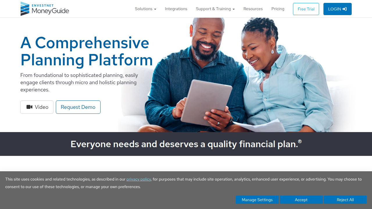 An example of modern financial planning software like MoneyGuidePro, used by advisors to create comprehensive client plans.