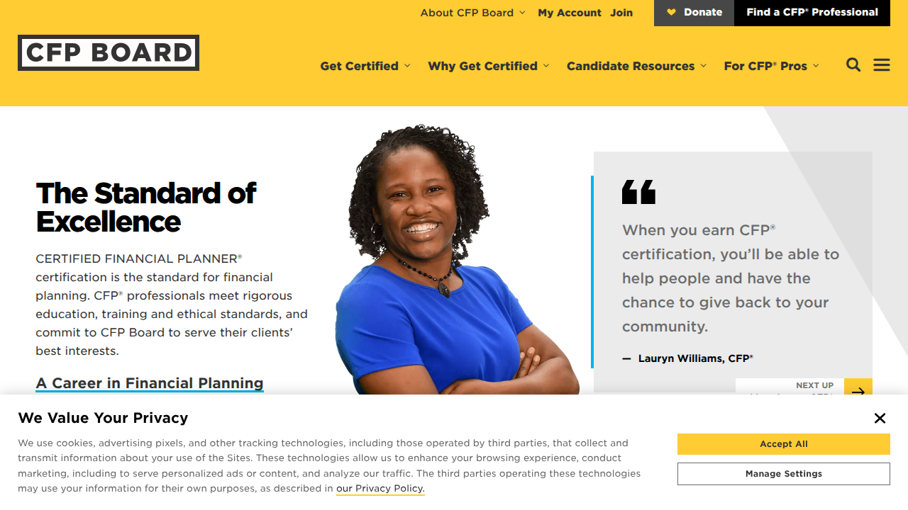 The Certified Financial Planner Board of Standards website is a key resource for verifying an advisor's CFP credentials.