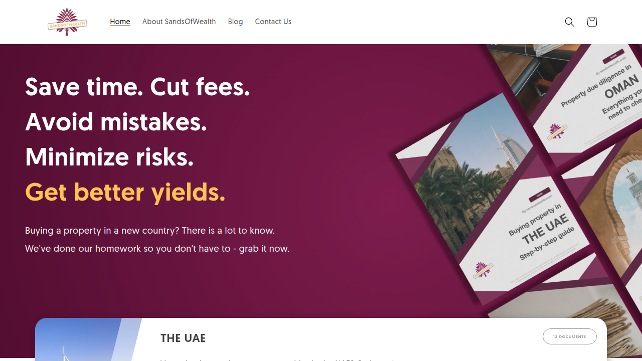 Screenshot of Sands of Wealth blog post discussing current trends in Dubai apartment rental prices.