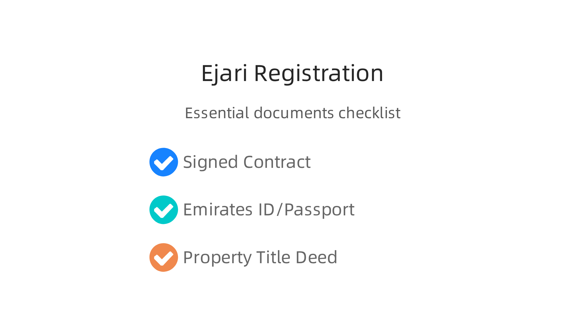 Essential documents needed for registering a tenancy contract with Ejari in Dubai.