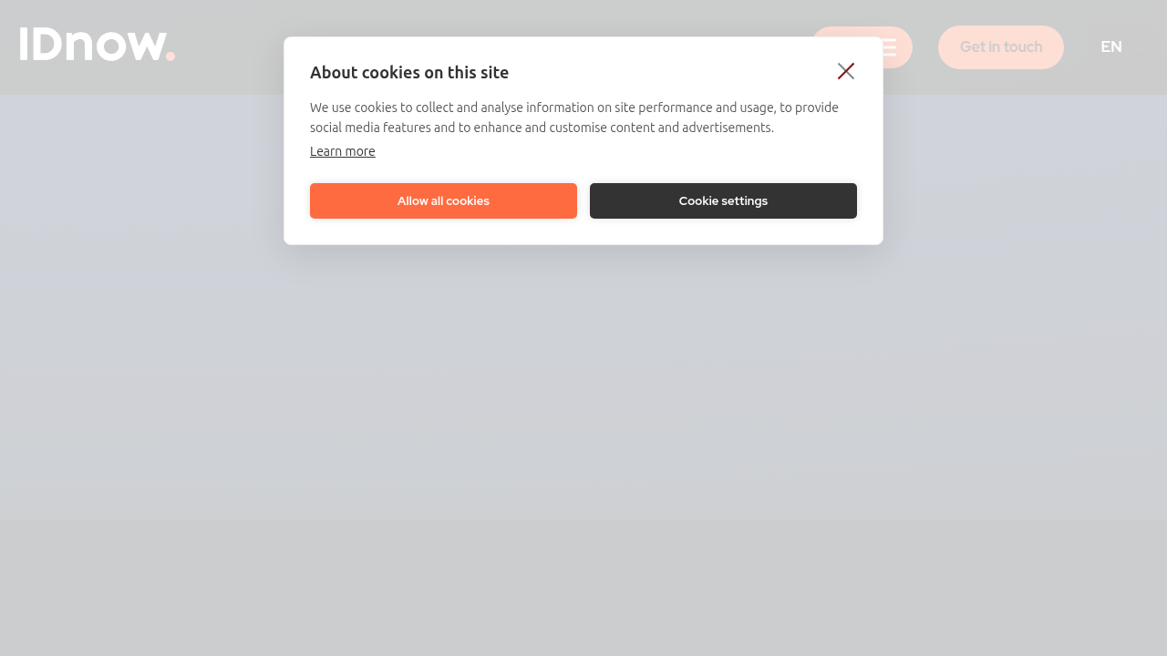 The homepage of IDnow, a company specializing in identity verification and fraud prevention, relevant for KYC and AML processes.