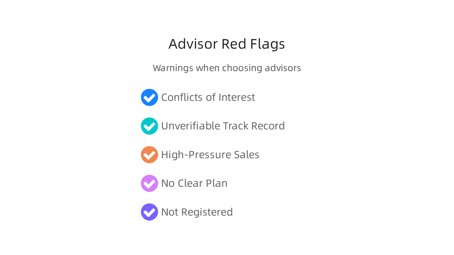 An infographic illustrating crucial red flags to be aware of when selecting a financial advisor, ensuring you make a trustworthy choice.