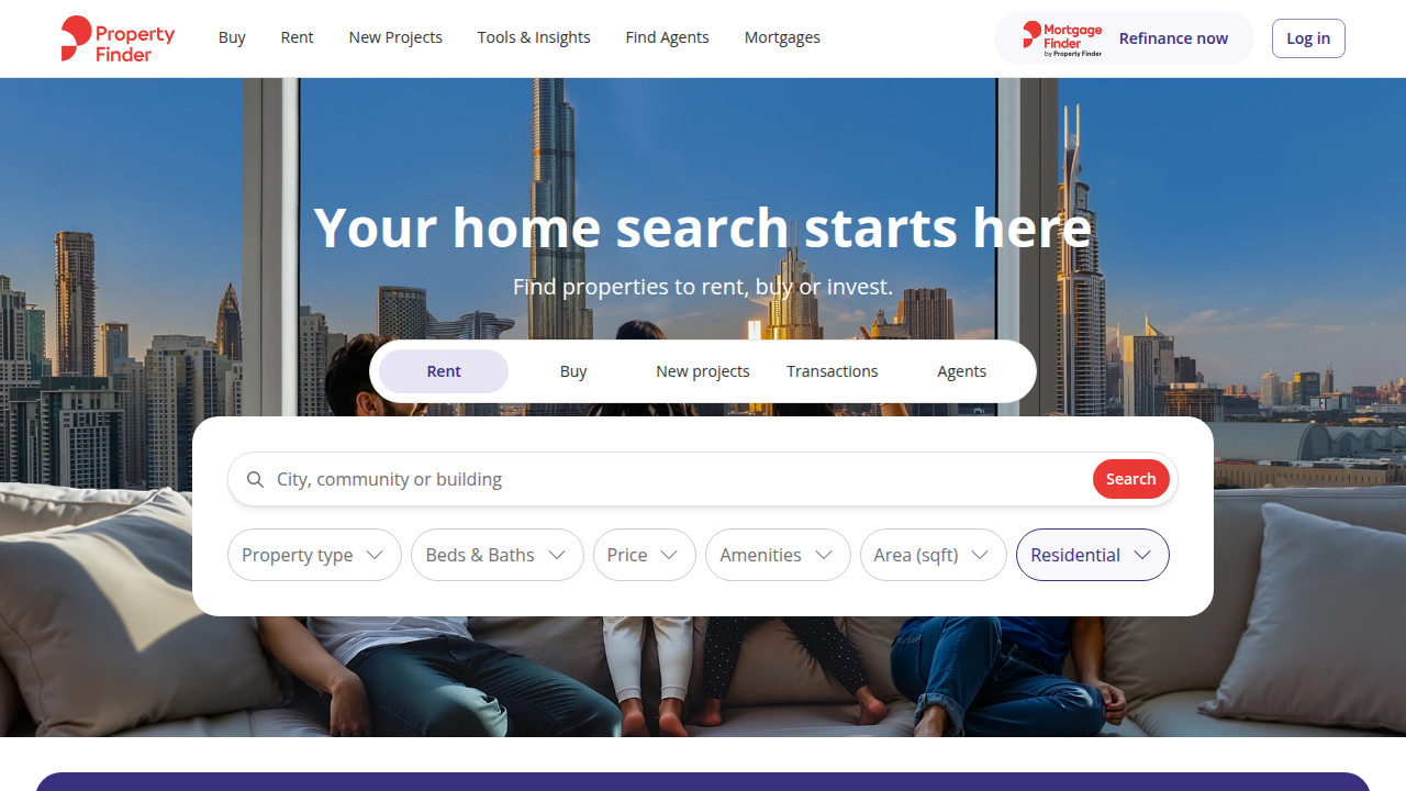 Property Finder is a leading online platform for apartment rentals in Dubai.