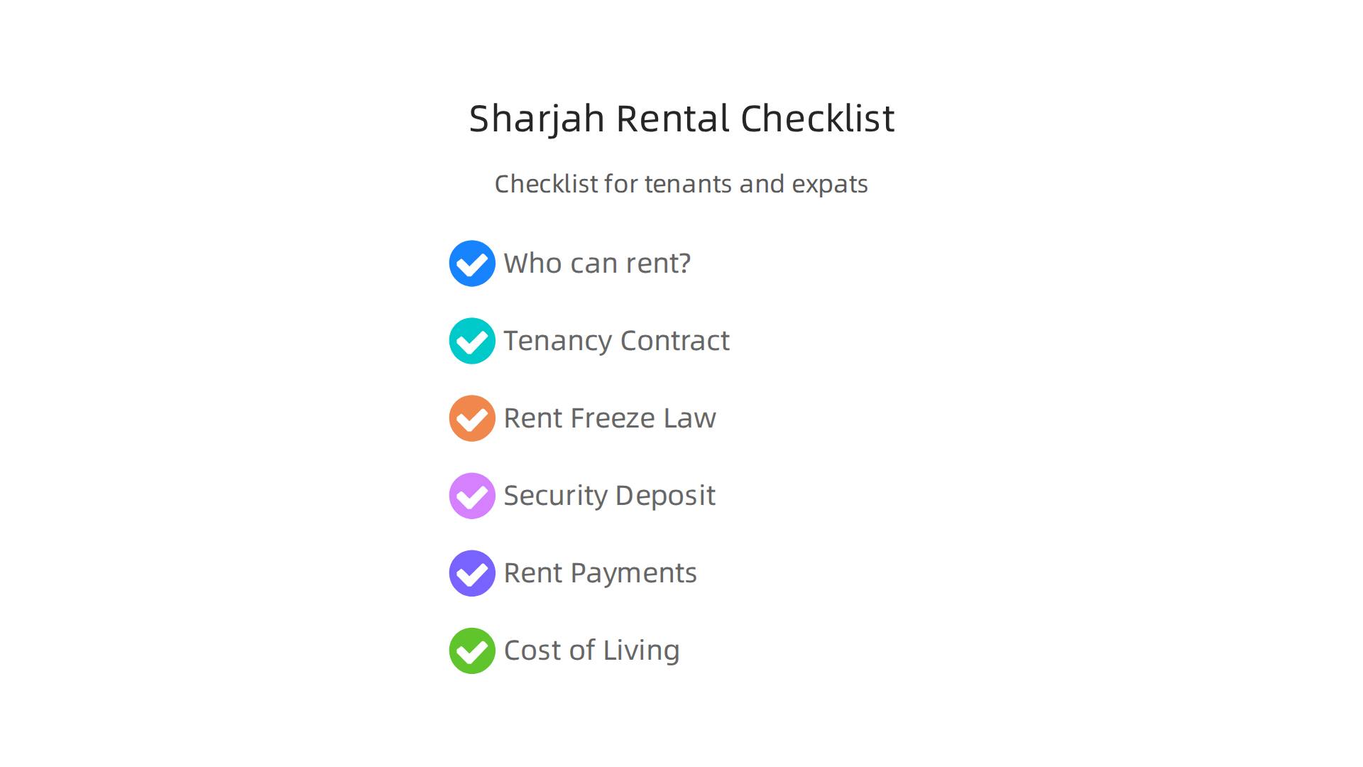 A concise checklist for tenants and expats navigating the apartment rental process in Sharjah, ensuring all requirements are met.